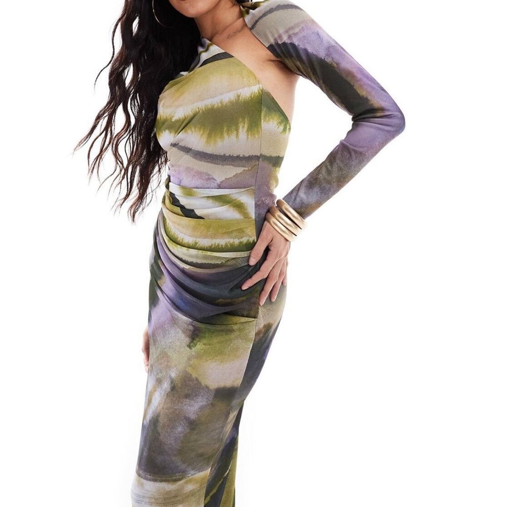 New Elegant One-Shoulder Multicolor ASOS Dress